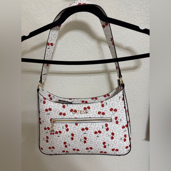 Guess Cherry Print Shoulder Bag - White and Red - Picture 1 of 4